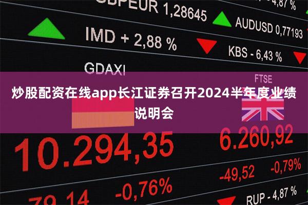 炒股配资在线app长江证券召开2024半年度业绩说明会